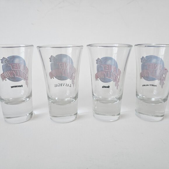 Planet Hollywood Shot Glasses 3.5" Tall - Vancouver, Las Vegas, Seattle, Puerto - Picture 6 of 6